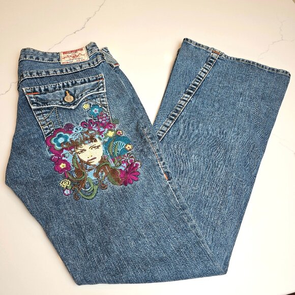 True Religion Denim - True Religion Joey Flare Jeans 30 Embroidered "Madame Mystery" Limited Edition